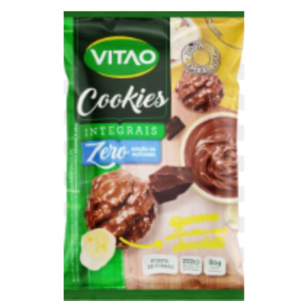 Biscoito VITÃO Cookies Integrais Banana com Cobertura de Chocolate Zero Adição de Açúcares 80g