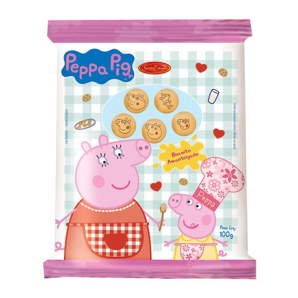 Encontraproduto.com.br - Biscoito Santa Edwiges Peppa Pig Leite Pacote com 100g