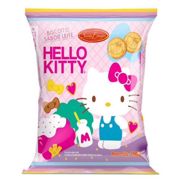 Encontraproduto.com.br - Mini Biscoito Sabor Leite Hello Kitty 100g - Santa Edwiges