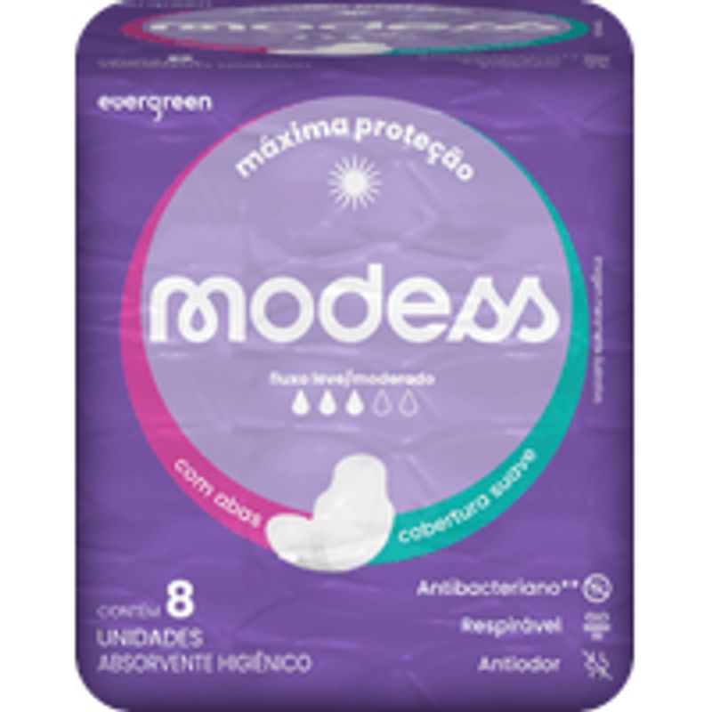 Encontraproduto.com.br - Absorvente Externo Modess Cobertura Suave Sem Abas | Com 8 Unidades