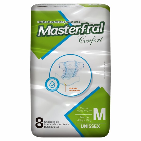 Fralda Geriátrico Masterfral Confort Unissex Tamanho M Com 8