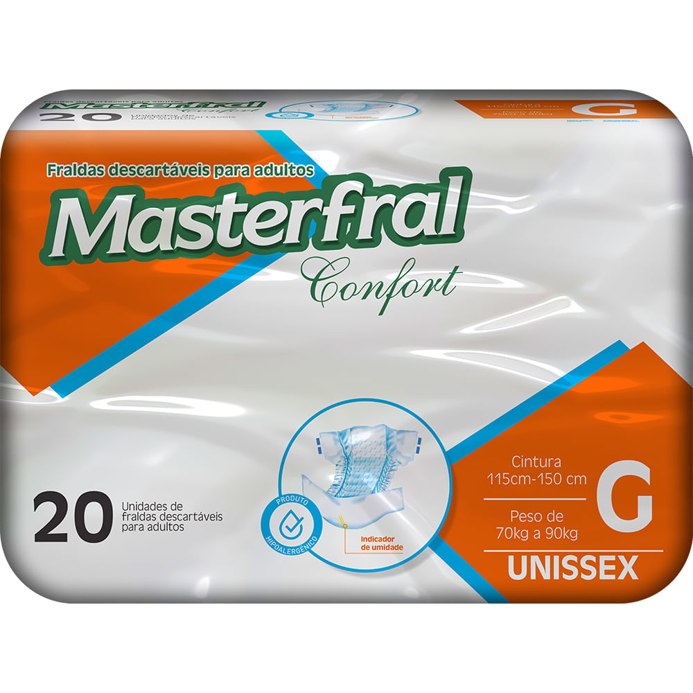 Fralda Geriátrica Descartável Confort Masterfral G com 20un