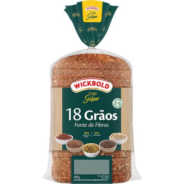 Pão Wickbold 18 Grãos Pacote com 450g