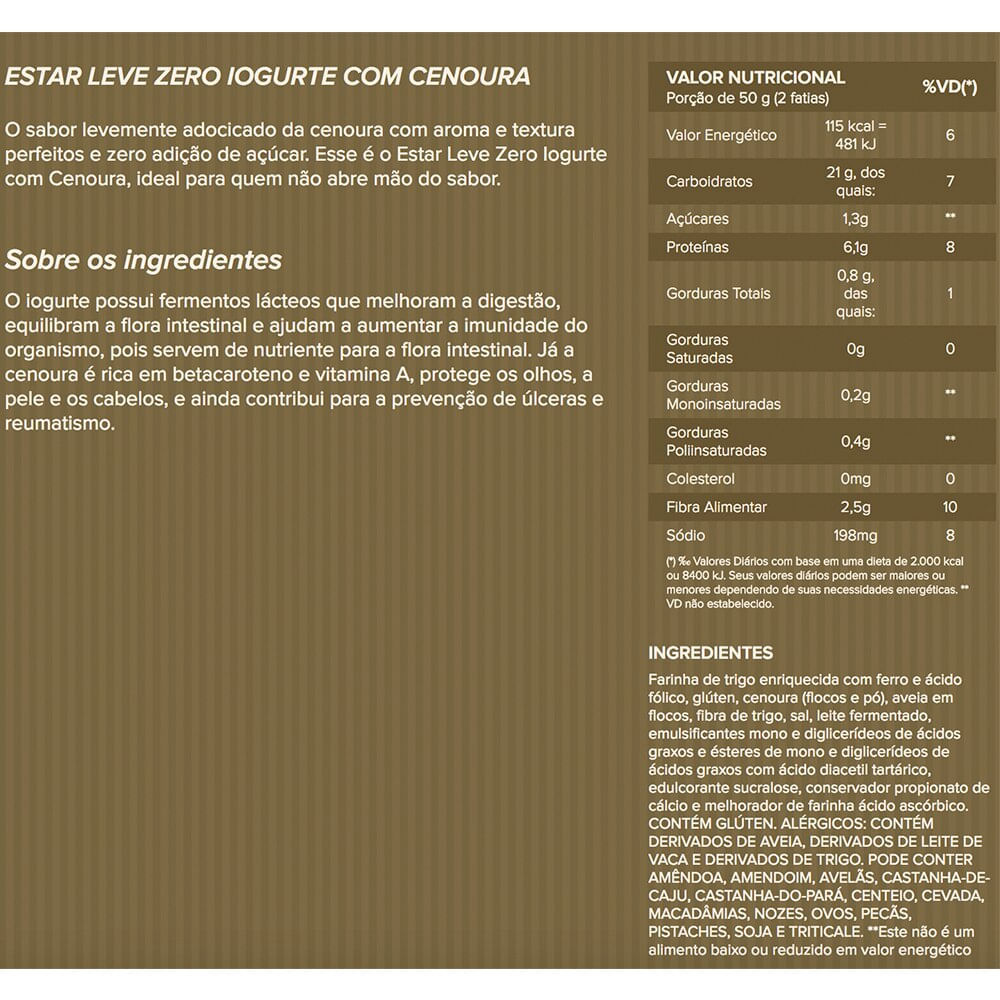 Encontraproduto.com.br - Pão Estar Leve Iogurte Com Cenoura Wickbold 370 G