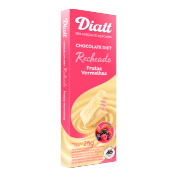 Encontraproduto.com.br - Chocolate Diet Diatt Branco Recheado com Frutas Vermelhas 25g