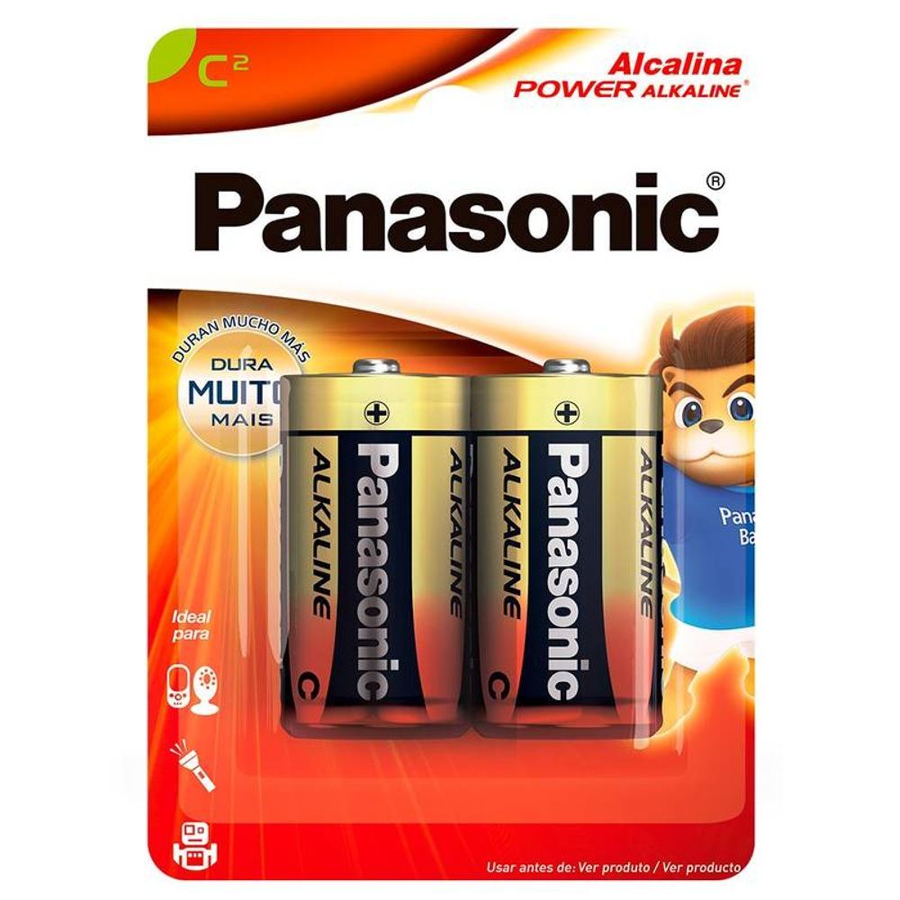 Encontraproduto.com.br - Pilha Panasonic Alka Lr14-2b Com 2unidades