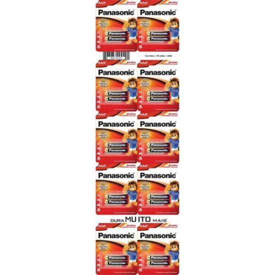 Encontraproduto.com.br - Pilha Alcalina Panasonic Palito AAA Cartela com 10x2 unidades