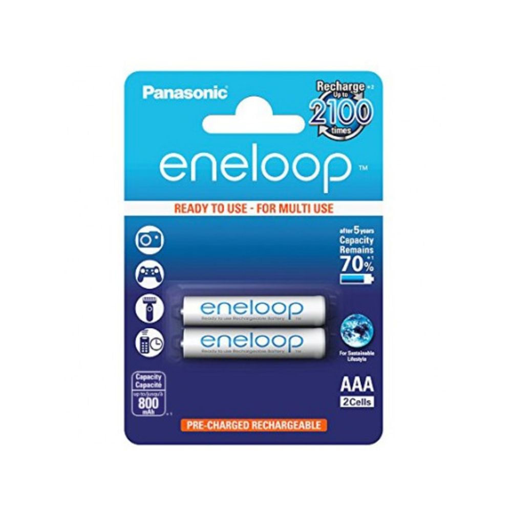 Encontraproduto.com.br - Pilha Recarregável Panasonic Aaa Eneloop 800mah Bk-4mcce/2bb - Cartela Com 2 Unidades