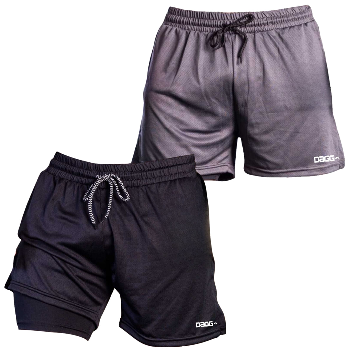 Kit 2 Bermudas Masculina Esportiva 2 Em 1 Shorts Segunda Pele Calção Academia Corrida Fitness Treino