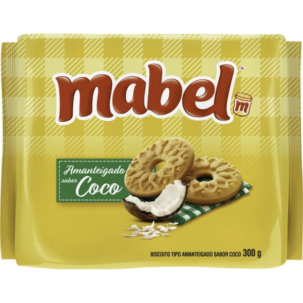 Biscoito Amanteigado Mabel Coco Pacote com 300g