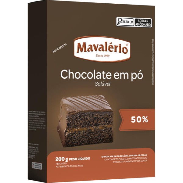 Encontraproduto.com.br - Chocolate em Pó Mavalério 50% Cacau Caixeta com 200g