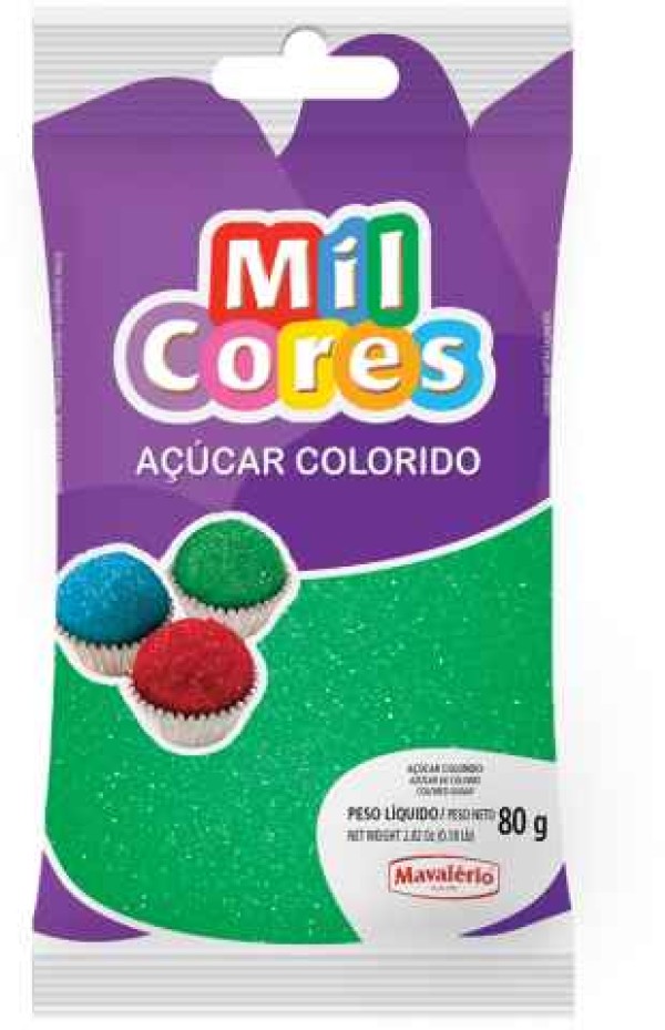 Encontraproduto.com.br - Açúcar Colorido Verde 80 Gr