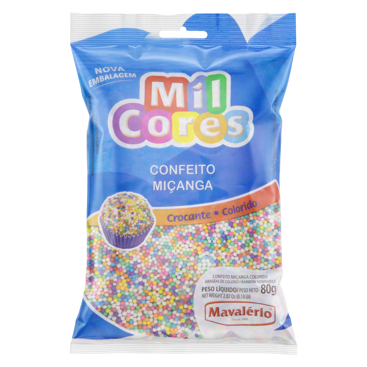 Encontraproduto.com.br - Confeito Miçanga Colorido 80 Gr