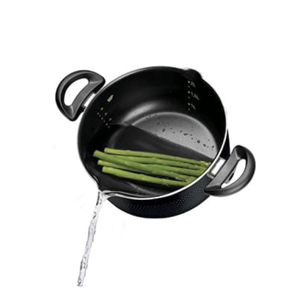 Encontraproduto.com.br - Cacarola Rochedo Smart Antiaderente de Aluminio Preta 20CM