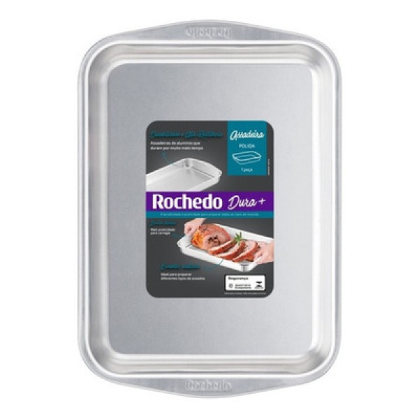 Encontraproduto.com.br - Assadeira Retangular Rochedo F3 Dura+ Polida