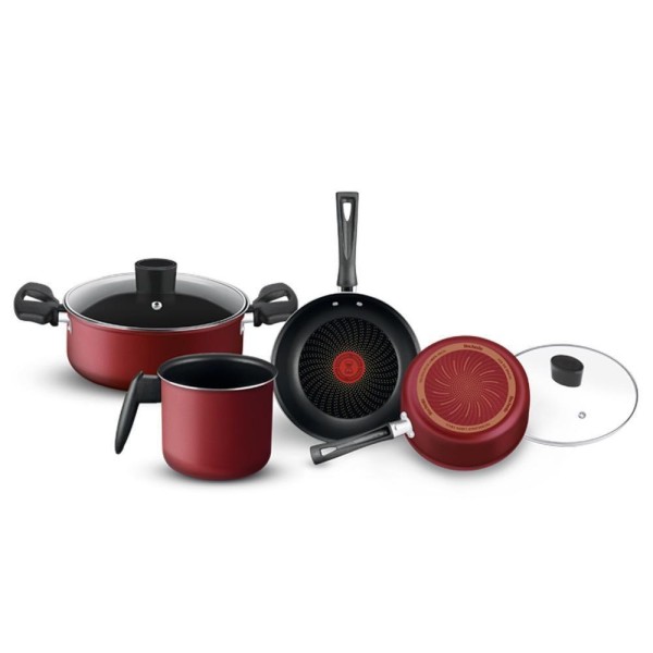 Encontraproduto.com.br - Conjunto de Panelas Rochedo 4 Peças Limpa Fácil Antiaderente e Thermo Sinal - Vermelho