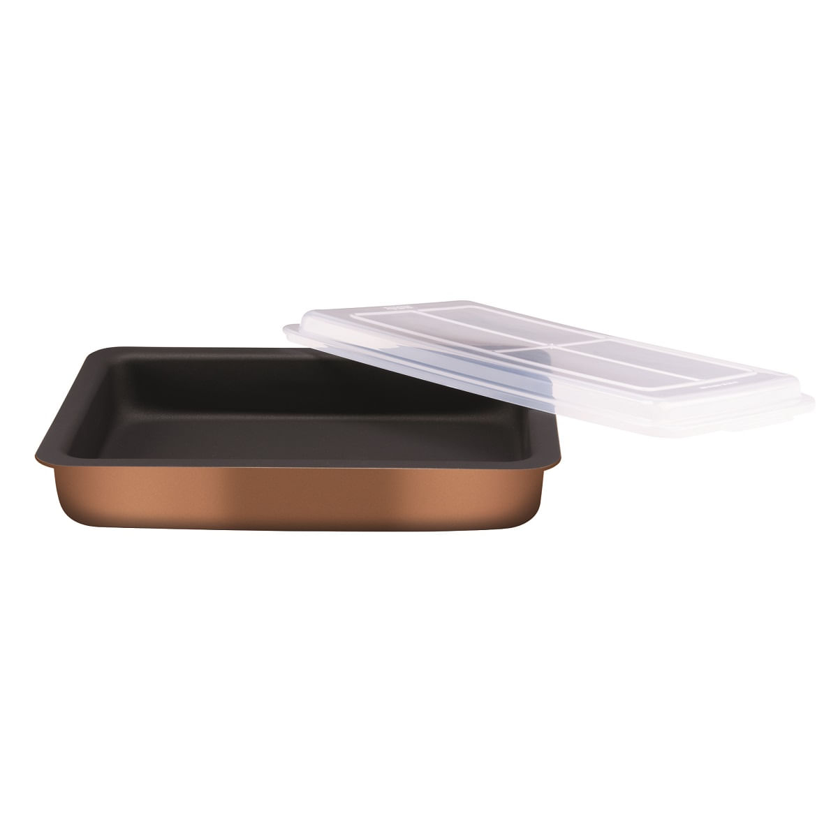 Encontraproduto.com.br - Forma Retangular Rochedo Gourmet Pro Revestida Antiaderente com Tampa