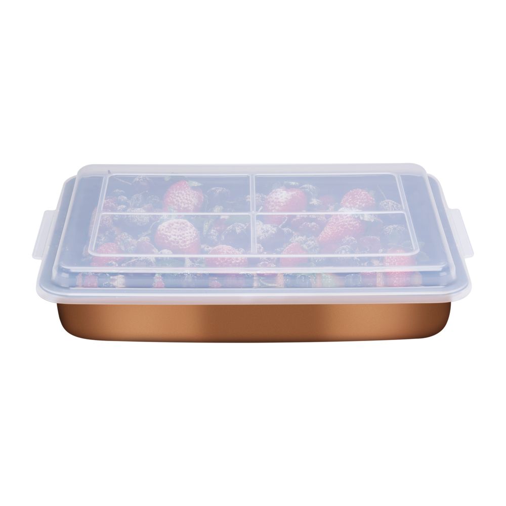 Encontraproduto.com.br - Forma Retangular Rochedo Gourmet Pro Revestida Antiaderente com Tampa