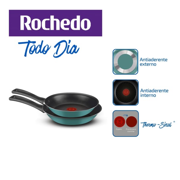 Encontraproduto.com.br - Kit de Frigideiras Antiaderentes Rochedo Todo Dia com 2 peças 18cm e 22cm
