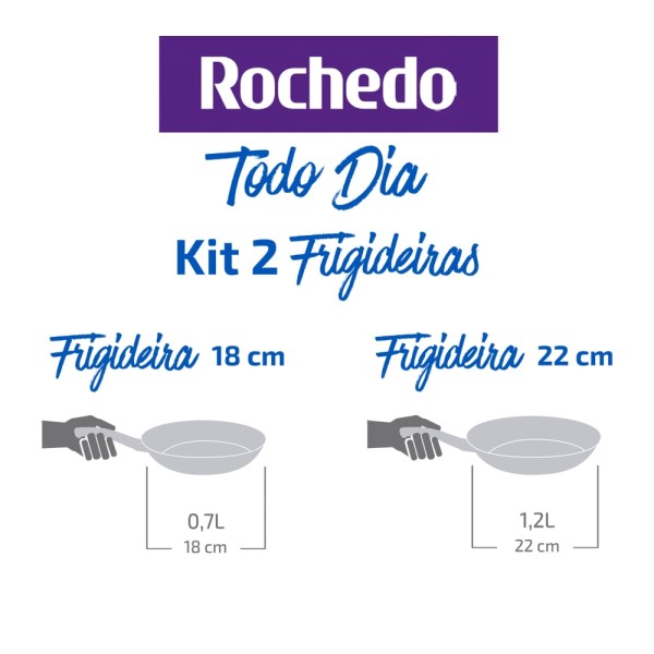 Encontraproduto.com.br - Kit de Frigideiras Antiaderentes Rochedo Todo Dia com 2 peças 18cm e 22cm