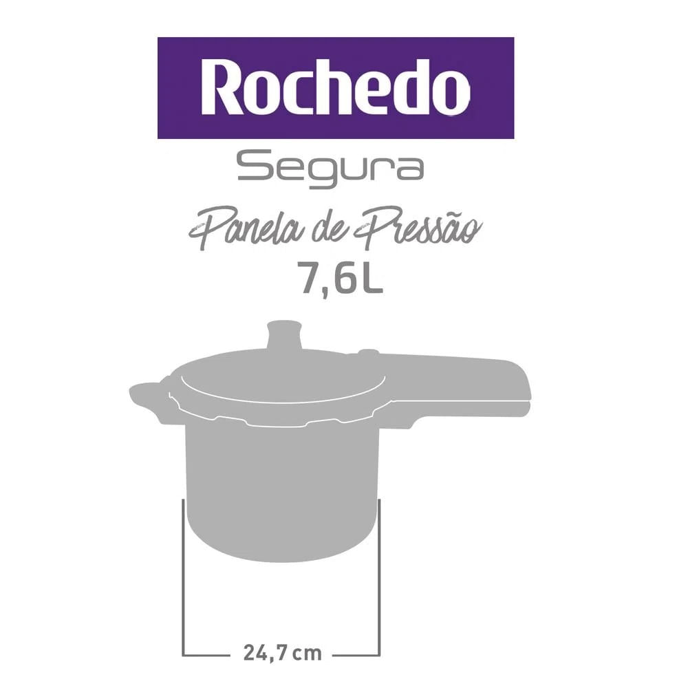 Encontraproduto.com.br - Panela de Pressão Arno 7,6 Litros Segura Fechamento Externo Polida Rochedo R3F2K4A1