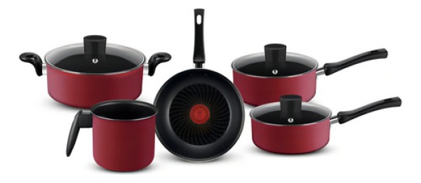 Encontraproduto.com.br - Jogo de Panelas Rochedo Limpa Fácil Limited 5 peças Vermelho