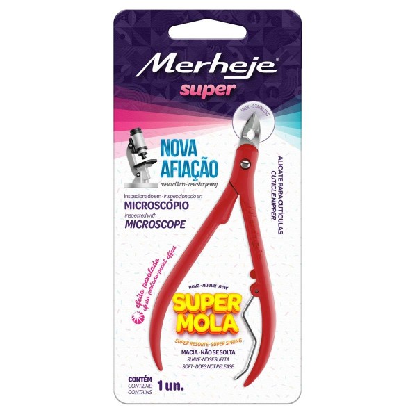 Encontraproduto.com.br - Alicate Para Cutícula Merheje Basic Perolado Vermelho (MP)