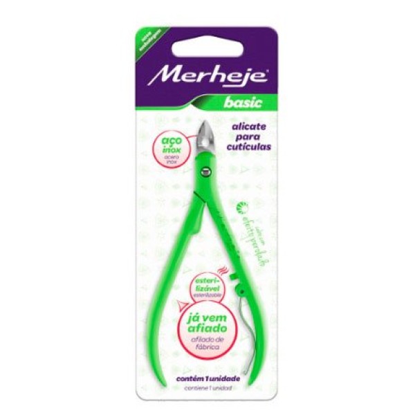 Encontraproduto.com.br - Alicate Para Cutícula Merheje Basic Perolado Verde (MP)