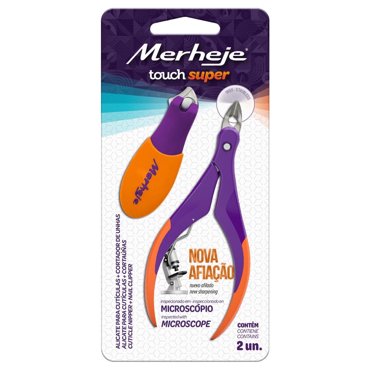 Encontraproduto.com.br - Alicate Para Unha E Cortador De Unha Merheje Touch Violeta/laranja (MP)