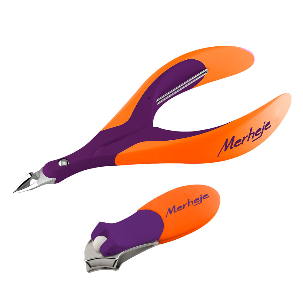 Encontraproduto.com.br - Alicate Para Unha E Cortador De Unha Merheje Touch Violeta/laranja (MP)