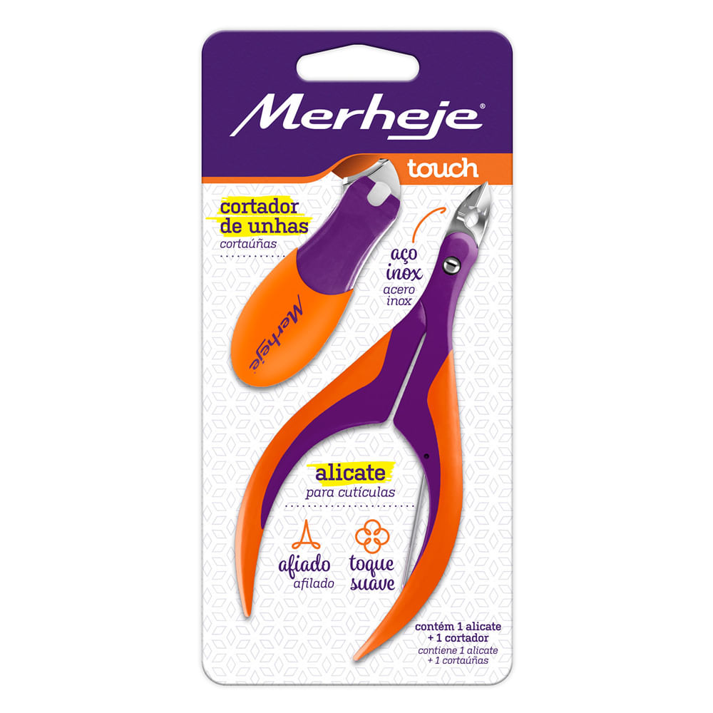 Encontraproduto.com.br - Alicate Para Unha E Cortador De Unha Merheje Touch Violeta/laranja (MP)