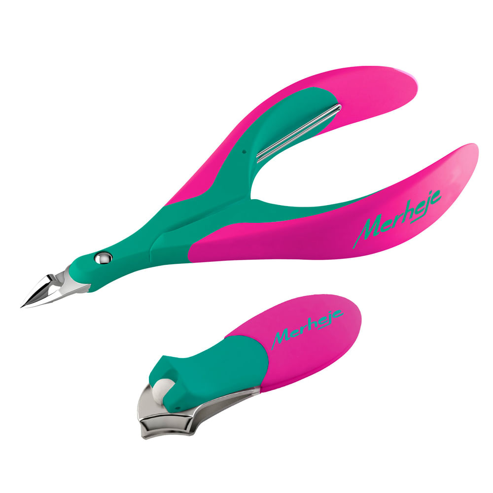 Encontraproduto.com.br - Alicate Para Unha E Cortador De Unha Merheje Touch Verde/pink (MP)