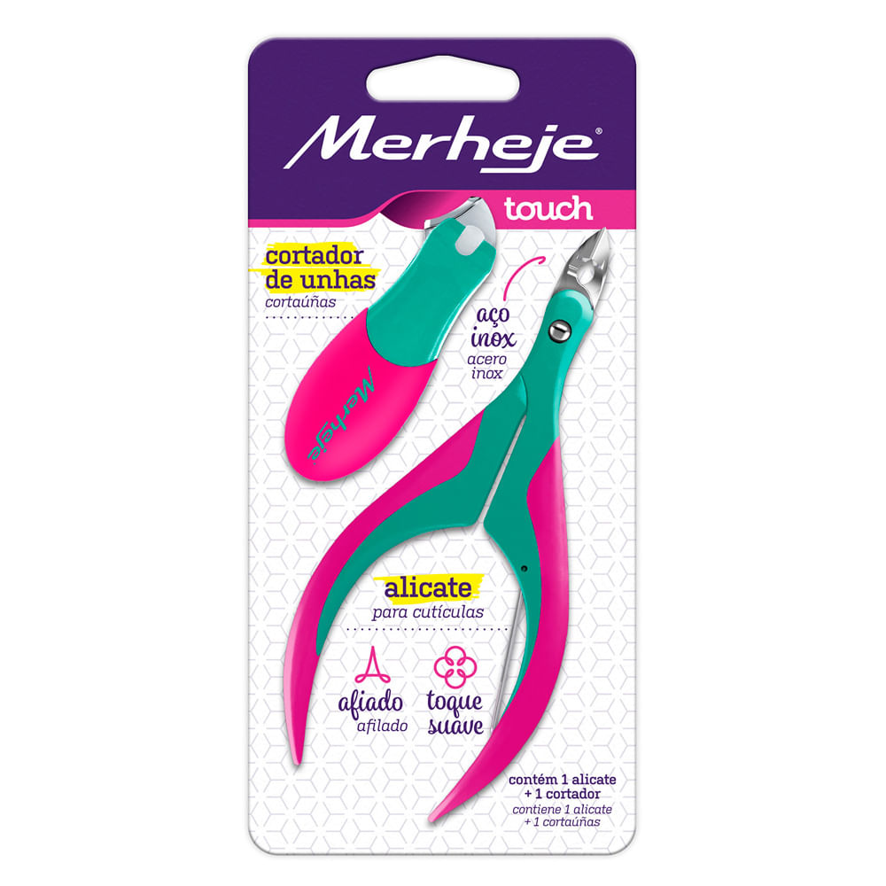 Encontraproduto.com.br - Alicate Para Unha E Cortador De Unha Merheje Touch Verde/pink (MP)