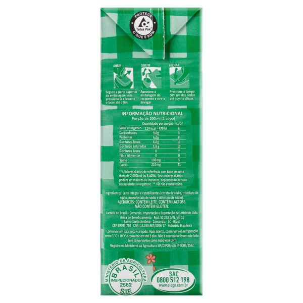 Encontraproduto.com.br - Leite Integral UHT Tipo A Elegê 1 Litro
