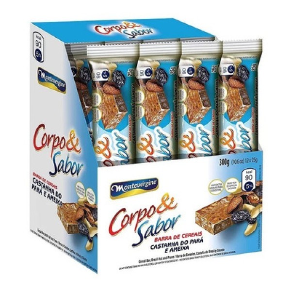 Encontraproduto.com.br - Barra de Cereal sabor Castanha do Pará e Ameixa com 25g - Corpo e Sabor