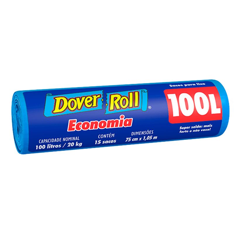 Encontraproduto.com.br - Sacos para Lixo Dover Roll Economia 100l c/ 15 sacos