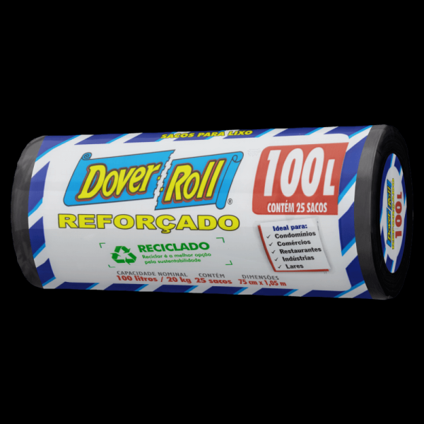 Encontraproduto.com.br - Saco Para Lixo Dover Roll Reforçado Preto 100 L Com 25 Unidades