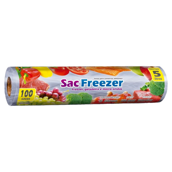Saco p/ Alimento Dover Roll Sac Freezer 5 Litros c/ 100 Unid