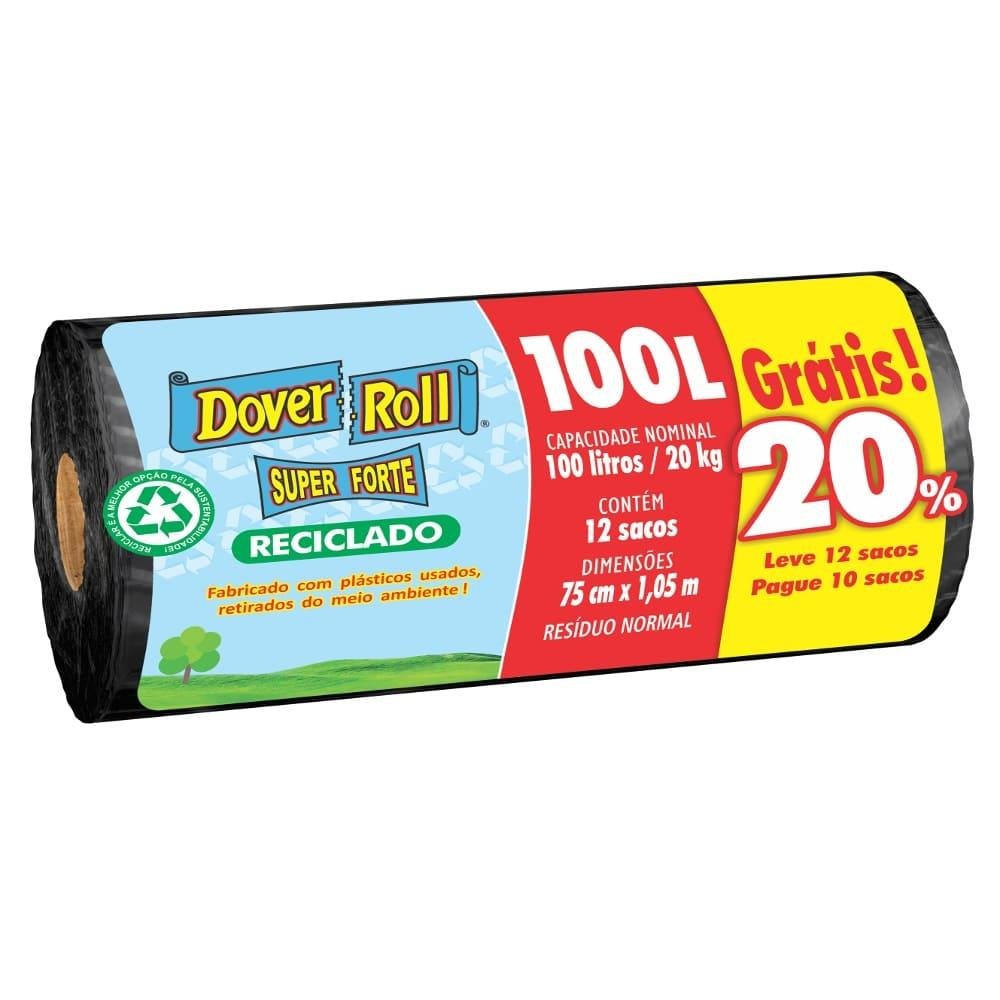 Encontraproduto.com.br - Saco para Lixo Reciclado 100l Dover Roll Super Forte Leve 12 Pague 10 Unidades
