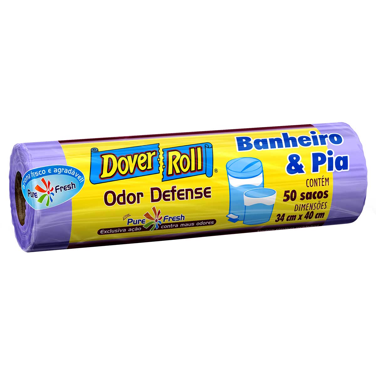 Encontraproduto.com.br - Saco Plástico Dover Roll para Lixo Pia e Banheiro Odor Defense 50Unidades