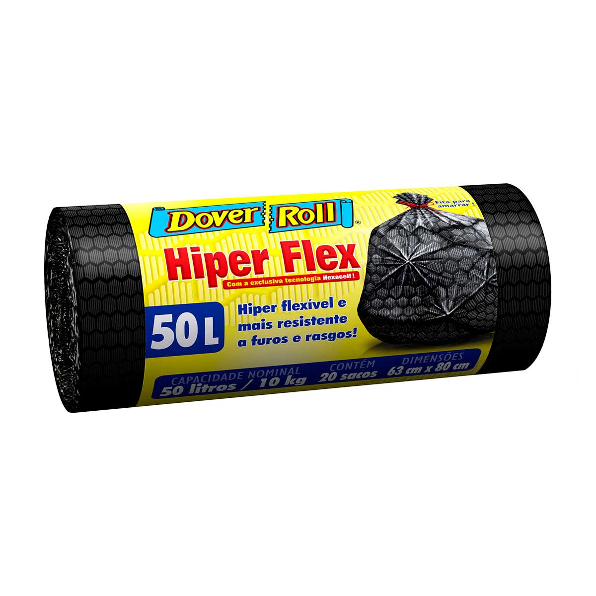 Encontraproduto.com.br - Sacos P/ Lixo Dover Roll Hiper Flex Resiste A Furo 50l C/2  