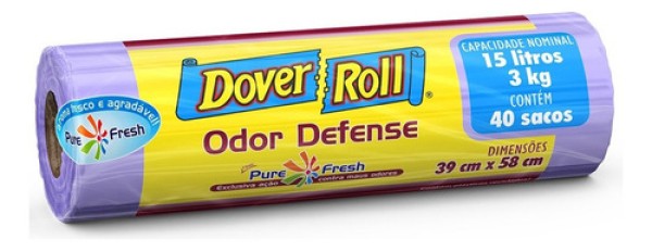 Saco p/ Lixo Dover Roll Odor Defense 15 Litros c/ 40 Unid