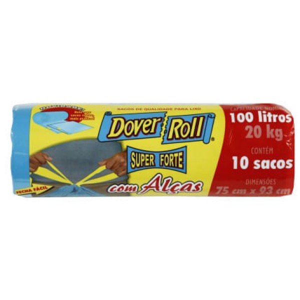 Saco Para Lixo DOVER ROLL Super Forte 100Litros C/Alça 10Un