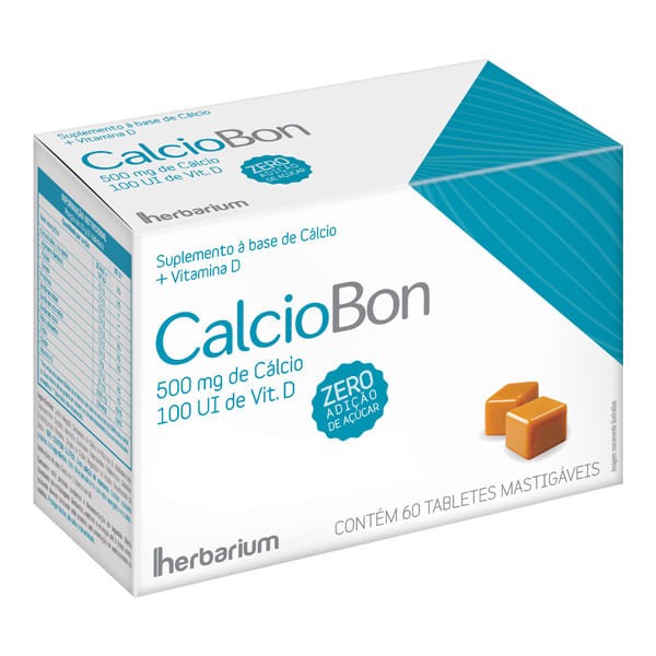 Encontraproduto.com.br - Calciobon 500mg com 60 tabletes mastigáveis - sabor leite