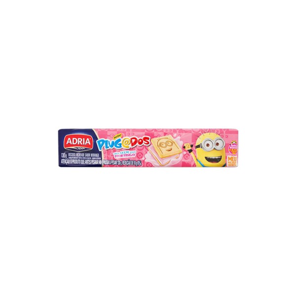 Encontraproduto.com.br - Biscoito Leite Recheio Morango Meu Malvado Favorito Adria Plugados 130g