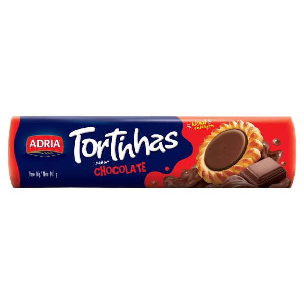 Biscoito Adria Tortinhas Chocolate Pacote com 140g