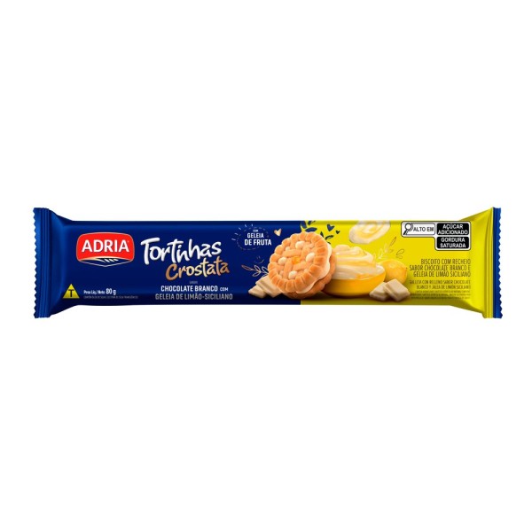 Encontraproduto.com.br - Biscoito Tortinhas Crostata Chocolate Branco com Geleia de Limão-Siciliano 80g - Adria