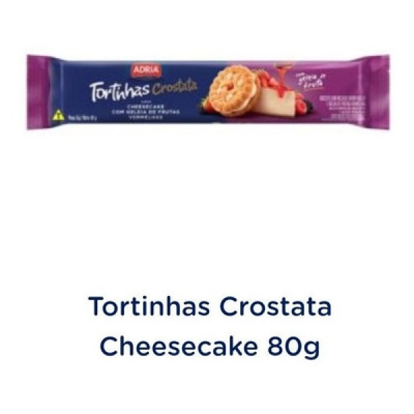Encontraproduto.com.br - Biscoito Recheado de Cheesecake com Geléia de Frutas Vermelhas Adria Tortinhas Crostata 80g