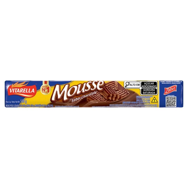 Biscoito Recheado Vitarella Mousse Chocolate Pacote com 130g