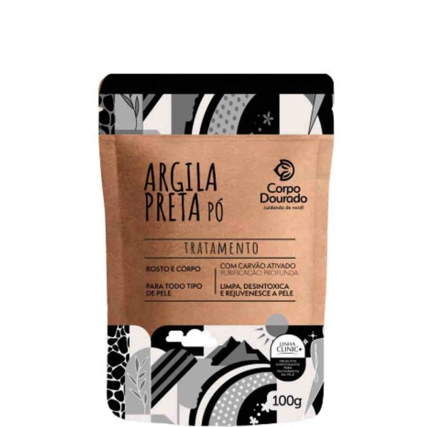 Corpo Dourado Clinic Mais - Argila Pó Preta Tratamento Facial e Corporal 100g